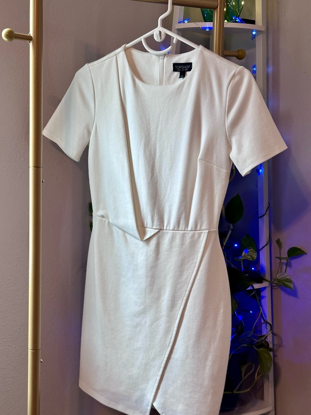 Topshop Cream Short Sleeve Mini Dress